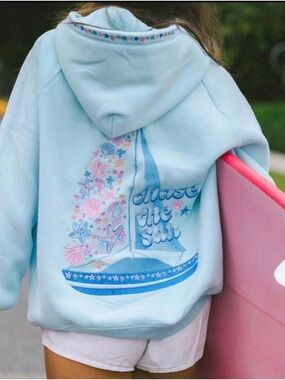 Pink Palm Puff “Chase the Sun” Hoodie/NWT